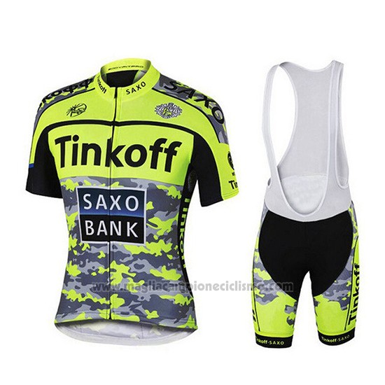 2019 Abbigliamento Ciclismo Tinkoff Giallo Verde Nero Manica Corta e Salopette